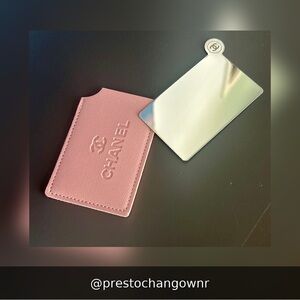 Chanel Purse Mirror with Pink Leather Sleeve – CC Logo